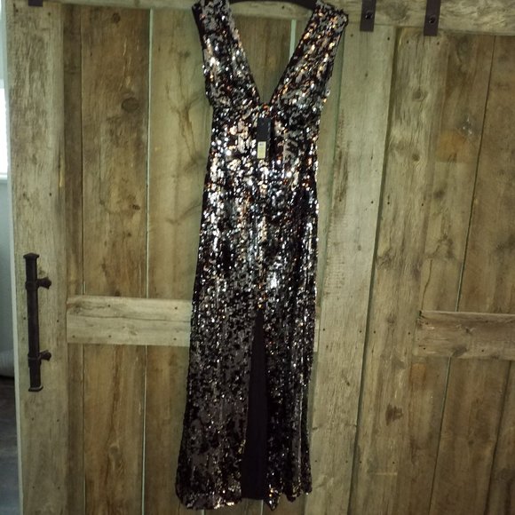 Rachel Zoe Black/Silver Dress NWT sz 10 - Picture 4 of 5